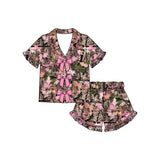 Preorder Samples GSSO3364 Branches Bows Pink Girls Shorts Pajamas Set