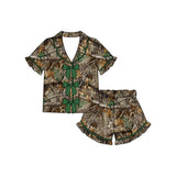 Preorder Samples GSSO3365 Branches Bows Green Girls Shorts Pajamas Set