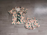 Preorder Samples GSSO3367 Hunting Camo Bows Green Girls Shorts Pajamas Set