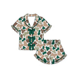 Preorder Samples GSSO3367 Hunting Camo Bows Green Girls Shorts Pajamas Set