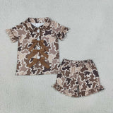 GSSO3368 Hunting Camo Mallard Ducks Bows Girls Shorts Pajamas Set