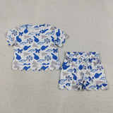 GSSO3408 School Team Mascot Scallop Edge Girls Shorts Set