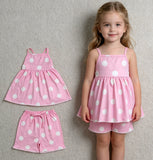 GSSO3417 Summer Dots Pink Girls Shorts Set