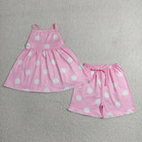 GSSO3417 Summer Dots Pink Girls Shorts Set