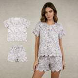GSSO3420 Flower Purple Scallop Edge Adult Women's Shorts Outfits
