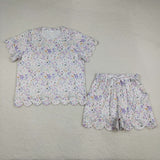 GSSO3420 Flower Purple Scallop Edge Adult Women's Shorts Outfits
