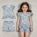 GSSO3433 Goose Flower Ruffles Girls Shorts Outfits