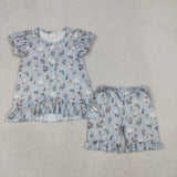 GSSO3433 Goose Flower Ruffles Girls Shorts Outfits