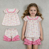 GSSO3445 Happy Birthday Cake Flower Pink Girls Shorts Outfits