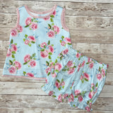 Preorder MOQ 5 pcs GSSO3448 Flower Rose Ruffles Girls Bloomier Set
