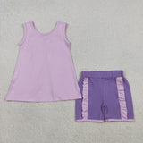GSSO3461 Big Bows Purple Girls Shorts Set