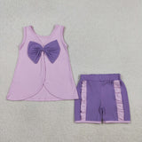 GSSO3461 Big Bows Purple Girls Shorts Set