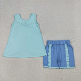 GSSO3463 Big Bows Sky Blue Girls Shorts Set