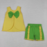 GSSO3464 Big Bows Yellow Girls Shorts Set