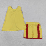 GSSO3466 Big Bows Yellow Red Girls Shorts Set