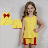 GSSO3466 Big Bows Yellow Red Girls Shorts Set