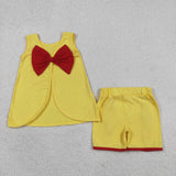 GSSO3466 Big Bows Yellow Red Girls Shorts Set