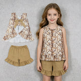 GSSO3467 Branches Leaf Girls Shorts Set
