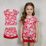GSSO3471 Flower Star Pink Girls Shorts Set