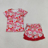 GSSO3471 Flower Star Pink Girls Shorts Set