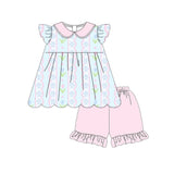 Preorder Samples GSSO3490 Flower Tulip Scallop Edge Girls Shorts Set