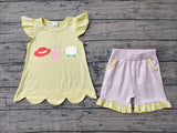 Preorder Samples GSSO3495 Embroidery Cartoon Cowgirl Girls Shorts Set