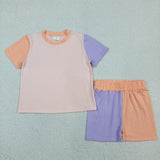 GSSO3504 Solid Color Cotton Blue Color Girls Shorts Outfits