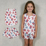 GSSO3520 4th of July USA Flag Bows Girls Shorts Outfits