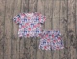 Preorder Samples GSSO3548 4th of July USA Bows Star Scallop Edge Girls Shorts Set