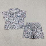 GSSO3564 Hunting Camo Zipper Scallop Edge Girls Shorts Set