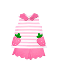 Preorder Samples GSSO3631 Embroidery Strawberry Pink Scallop Edge Girls Shorts Set