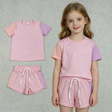 GSSO3638 Solid Pink Color Girls Shorts Set