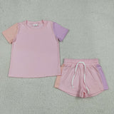 GSSO3638 Solid Pink Color Girls Shorts Set