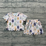 Preorder Samples GSSO3643 Garden Flower Scallop Edge Girls Shorts Set