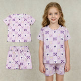 GSSO3647 Flower Bows Grape Girls Shorts Outfits
