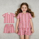 GSSO3649 Strawberry Bows Pink Girls Shorts Outfits