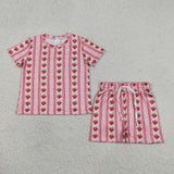 GSSO3649 Strawberry Bows Pink Girls Shorts Outfits