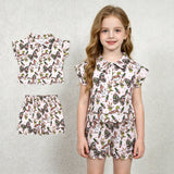GSSO3669 Mallard Ducks Call Me Camo Bows Zipper Scallop Edge Girls Shorts Set