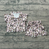 Preorder Samples GSSO3669 Mallard Ducks Call Me Camo Bows Pink Zipper Scallop Edge Girls Shorts Set