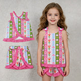 GSSO3676 Flower Pink Ruffles Girls Shorts Outfits