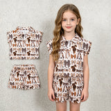 GSSO3696 Bows Star Zipper Scallop Edge Girls Shorts Set