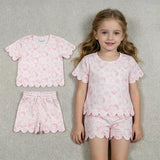 GSSO3729 Shell Flower Pink Scallop Edge Girls Shorts Set
