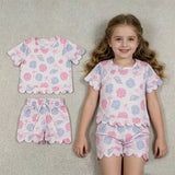 GSSO3731 Seashells Conches Scallop Edge Girls Shorts Set