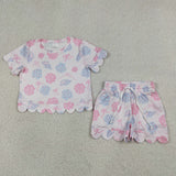 GSSO3731 Seashells Conches Scallop Edge Girls Shorts Set