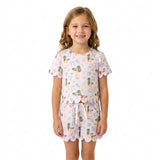 GSSO3737 Mallard Ducks Bows Flower Scallop Edge Girls Shorts Set