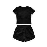 Preorder Samples GSSO3760 Solid Black Color Yoga Girls Shorts Set