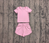 Preorder Samples GSSO3761 Solid Pink Color Yoga Girls Shorts Set