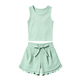 Preorder MOQ 5 Pcs Each Style Solid Color Scallop Edge Cotton Girls Shorts Outfits