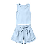 Preorder MOQ 5 Pcs Each Style Solid Color Scallop Edge Cotton Girls Shorts Outfits
