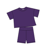 Preorder MOQ 5 Pcs Each Style Solid Color Colorful Cotton Girls Shorts Outfits